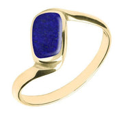 9ct Yellow Gold Lapis Lazuli Oblong Twist Ring. R001.