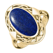 9ct Yellow Gold Lapis Lazuli Oval Celtic Ring, R128.