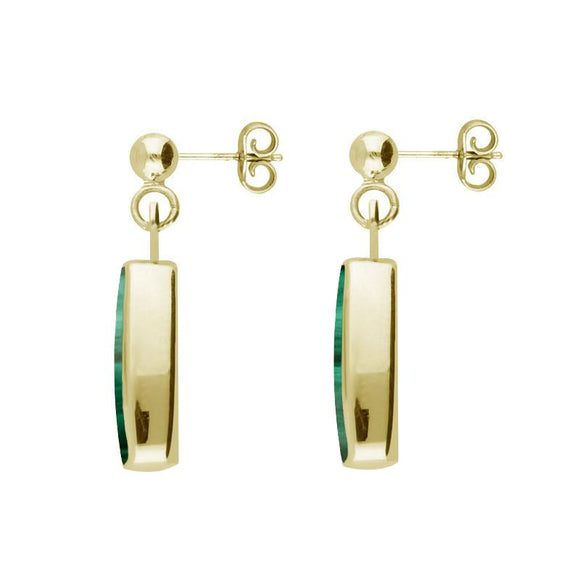9ct Yellow Gold Malachite Oblong Drop Earrings E226