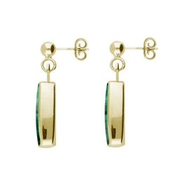 9ct Yellow Gold Malachite Oblong Drop Earrings E226