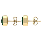 9ct Yellow Gold Malachite Small Dinky Cushion Stud Earrings E335
