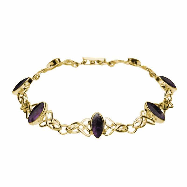 9ct Yellow Gold Blue John Marquise Shaped Celtic Bracelet B594