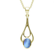 9ct Yellow Gold Moonstone Oval Spoon Necklace, P161.