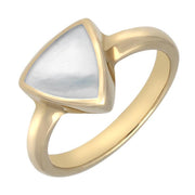 9ct Yellow Gold Mother of Pearl Curved Triangle Ring. R407.