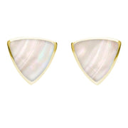 9ct Yellow Gold Mother of Pearl Large Curved Triangle Stud Earrings E209