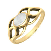9ct Yellow Gold Mother of Pearl Lattice Ring. R146.