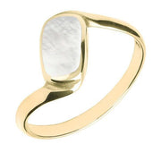 9ct Yellow Gold Mother of Pearl Oblong Twist Ring. R001.