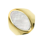9ct Yellow Gold Mother of Pearl Oval Ring. R076.