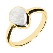 9ct Yellow Gold Mother of Pearl Pear Shaped Ring. R408.