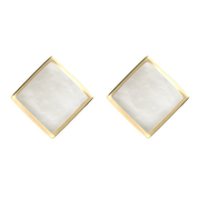 9ct Yellow Gold Mother of Pearl Rhombus Earrings. E015.