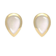 9ct Yellow Gold Mother of Pearl Small Teardrop Stud Earrings. E768.