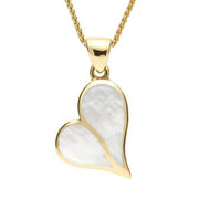 9ct Yellow Gold Mother of Pearl Split Heart Necklace. P575.