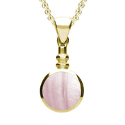 9ct Yellow Gold Pink Mother of Pearl Bottle Top Necklace. P010.