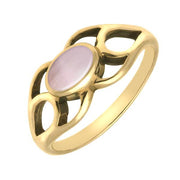 9ct Yellow Gold Pink Mother of Pearl Lattice Ring. R146.