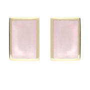9ct Yellow Gold Pink Mother of Pearl Oblong Stud Earrings E014