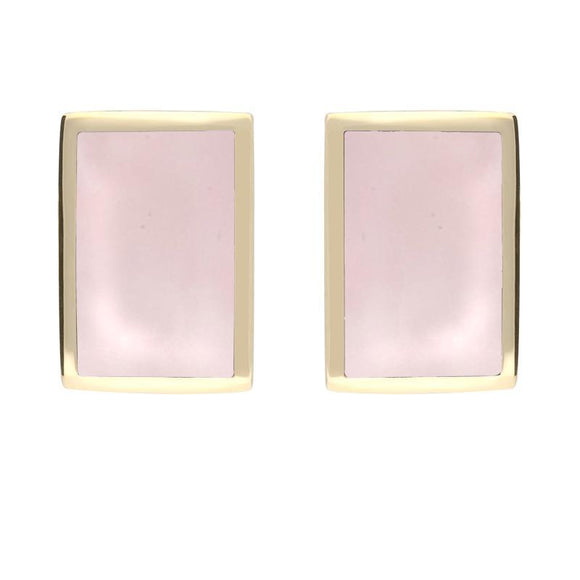 9ct Yellow Gold Pink Mother of Pearl Oblong Stud Earrings E014