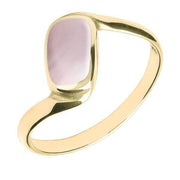 9ct Yellow Gold Pink Mother of Pearl Oblong Twist Ring. R001.