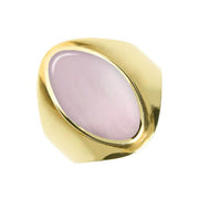 9ct Yellow Gold Pink Mother of Pearl Oval Ring. R076.