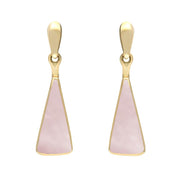 9ct Yellow Gold Pink Mother of Pearl Triangle Drop Earrings E145