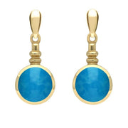 9ct Yellow Gold Turquoise Bottle Top Drop Earrings E054