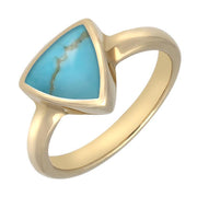 9ct Yellow Gold Turquoise Curved Triangle Ring. R407.