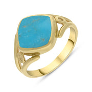 9ct Yellow Gold Turquoise Cushion Cut Ring R1246