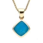 9ct Yellow Gold Turquoise Dinky Cushion Necklace. P452.
