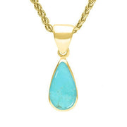 9ct Yellow Gold Turquoise Dinky Pear Necklace. P450.