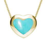 9ct Yellow Gold Turquoise Framed Heart Necklace. P1554.