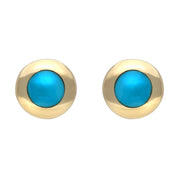 9ct Yellow Gold Turquoise Framed Round Stud Earrings