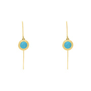 9ct Yellow Gold Turquoise Heart Disc Drop Earrings, E1372.