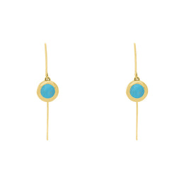 9ct Yellow Gold Turquoise Heart Disc Drop Earrings, E1372.