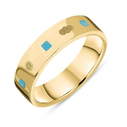 9ct Yellow Gold Turquoise King's Coronation Hallmark Princess Cut 5mm Ring