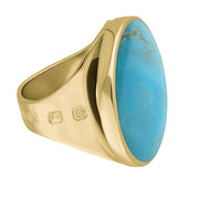 9ct Yellow Gold Turquoise King's Coronation Hallmark Medium Round Ring R610 CFH