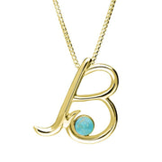 9ct Yellow Gold Turquoise Love Letters Initial B Necklace P3449C