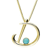 9ct Yellow Gold Turquoise Love Letters Initial D Necklace P3451C