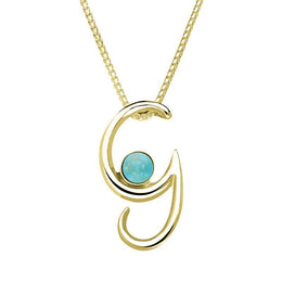 9ct Yellow Gold Turquoise Love Letters Initial G Necklace P3454C