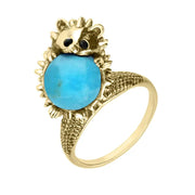 9ct Yellow Gold Turquoise Medium Hedgehog Ring R1163