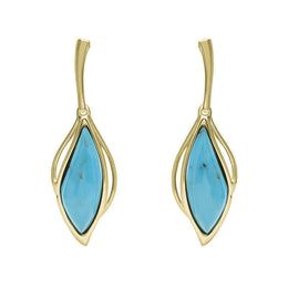 9ct Yellow Gold Turquoise Open Marquise Two Piece Set S231