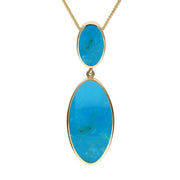 9ct Yellow Gold Turquoise Oval Drop Necklace. P1101.