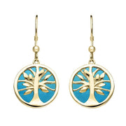 9ct Yellow Gold Turquoise Medium Round Tree of Life Two Piece Set S065