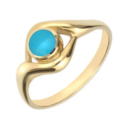 9ct Yellow Gold Turquoise Round Twist Ring R030
