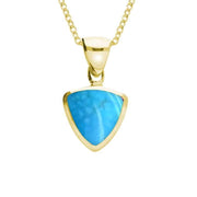 9ct Yellow Gold Turquoise Small Curved Triangle Necklace. P323.