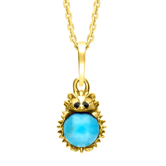 9ct Yellow Gold Turquoise Tiny Hedgehog Necklace, P3356