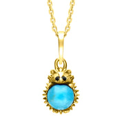 9ct Yellow Gold Turquoise Tiny Hedgehog Necklace, P3356