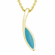 9ct Yellow Gold Turquoise Toscana Marquise Necklace. P1675.