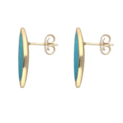 9ct Yellow Gold Turquoise Toscana Marquise Stud Earrings. E1124.