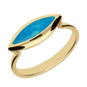 9ct Yellow Gold Turquoise Toscana Side Marquise Ring R513