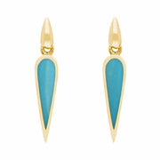 9ct Yellow Gold Turquoise Toscana Slim Pear Drop Earrings. E1123.