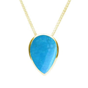9ct Yellow Gold Turquoise Upside Down Pear Necklace. P1103.